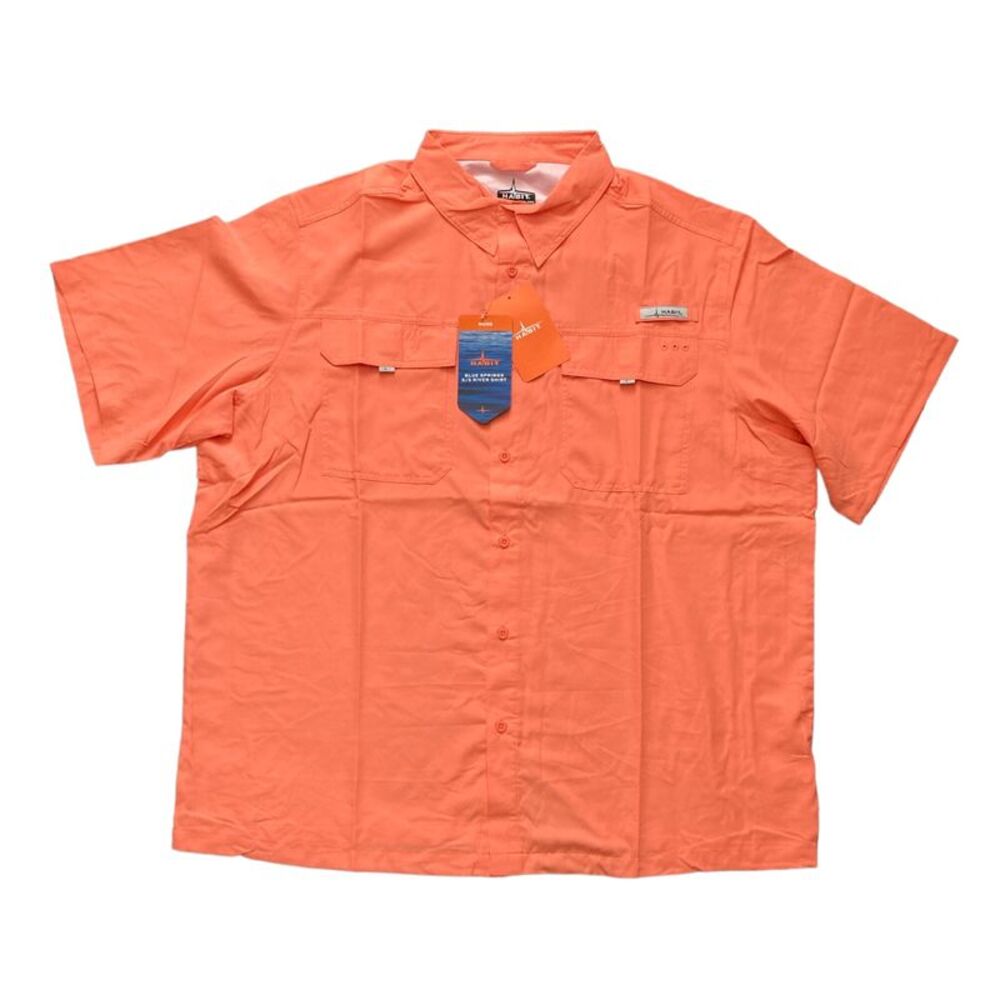 Fresh Salmon - Habit Men's Short Sleeve Blue Springs 40+ UPF Quick Dry River Shi